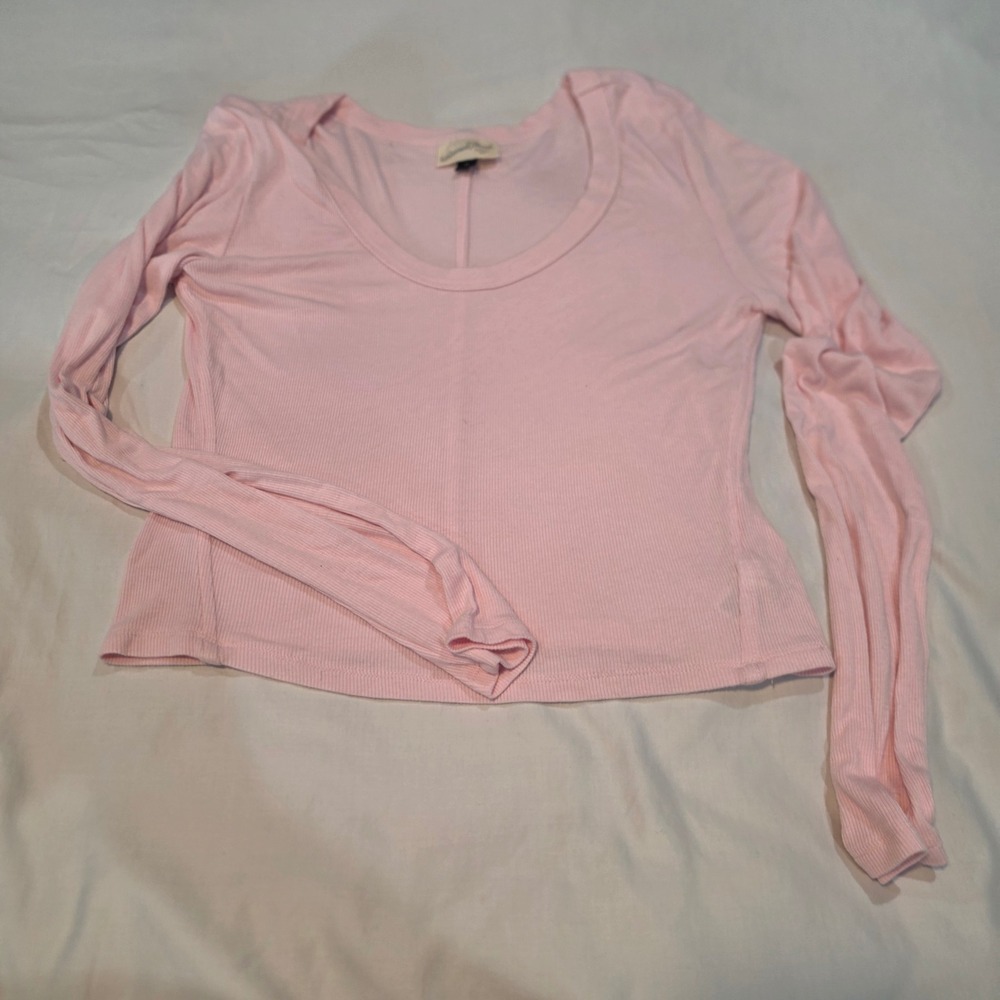 Universal Thread Long Sleeve Top Womens XL Pink Excellent Ribbed Scoop Neck